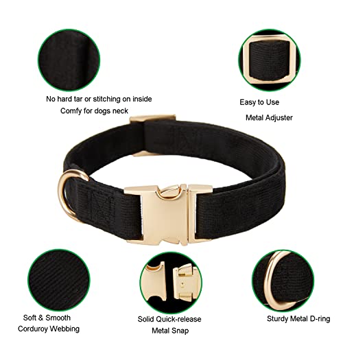YUDOTE Ultraweiches Hundehalsband natürliche Baumwolle Cord für Mittel Hunde mit empfindlicher Haut,Schwarz