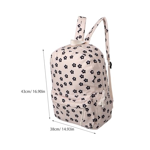Mochila de mujer con bolsillos funcionales de corderoy con estampado floral 2
