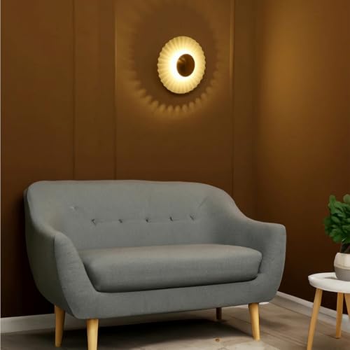 Image of Luxury Sunburst Wall Light - White & Gold Metal Finish | 3-in-1 LED Decorative Wall Sconce | Modern Light Fixture for Living Room, Bedroom & Hallway Decor, Home & Office