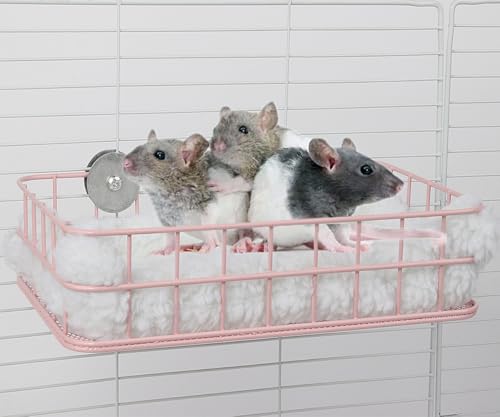 WOLEDOE Rat Metal Cage Platform, Chinchilla Toys and Cage Accessories Ledge Ramp fit Ferret, Guinea Pig, Sugar Glider - Pink