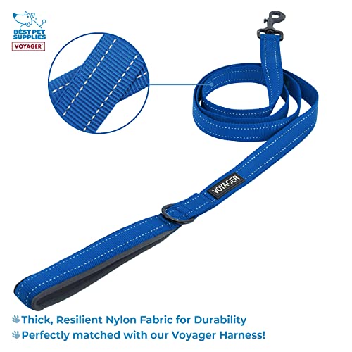 Image of Voyager Step-in Air All Weather Mesh Harness and Reflective 5 ft Dog Leash with Neoprene Handle for Small, Medium and Large Breed Puppies by Best Pet Supplies - Royal Blue Base, L