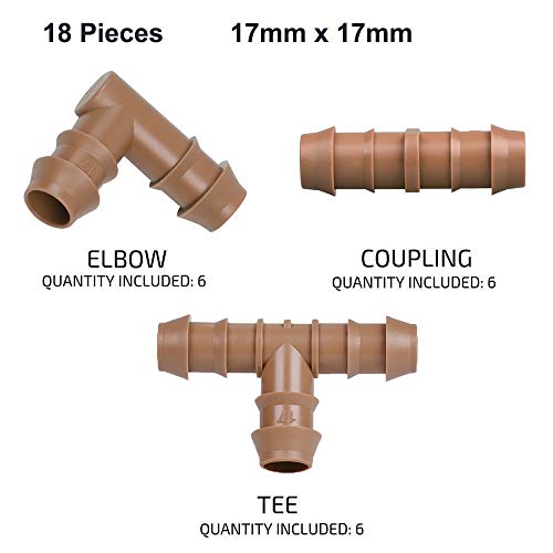 image for iRunning 18 Pieces Irrigation Fittings Kit (17mm) for 1/2” Tubing (0