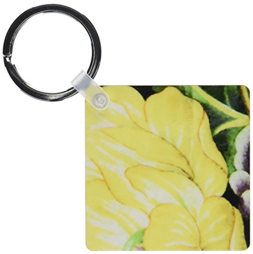 Porte-clés énorme fleur jaune 3drose de 5,7x11,4 cm en lot de 4