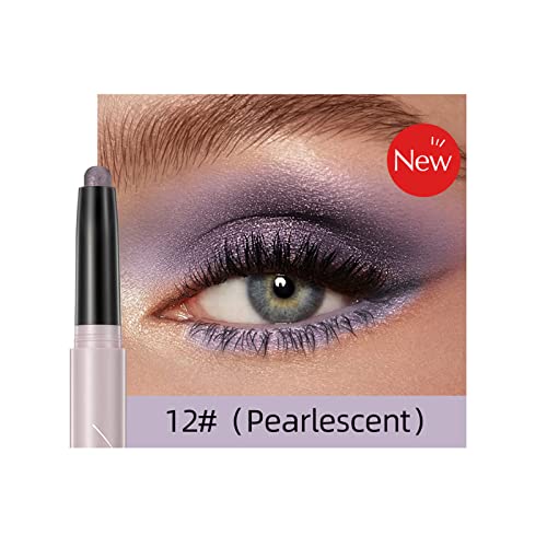 Iguzvaw Matte Eyeshadow Stick,Cream To Powder Waterproof Eye Shadow Eyeliner Pencil Crayon,Long Lasting Buildable Neutral Eye Makeup (Shimmer,12# Periwinkle Purple) #TOP1