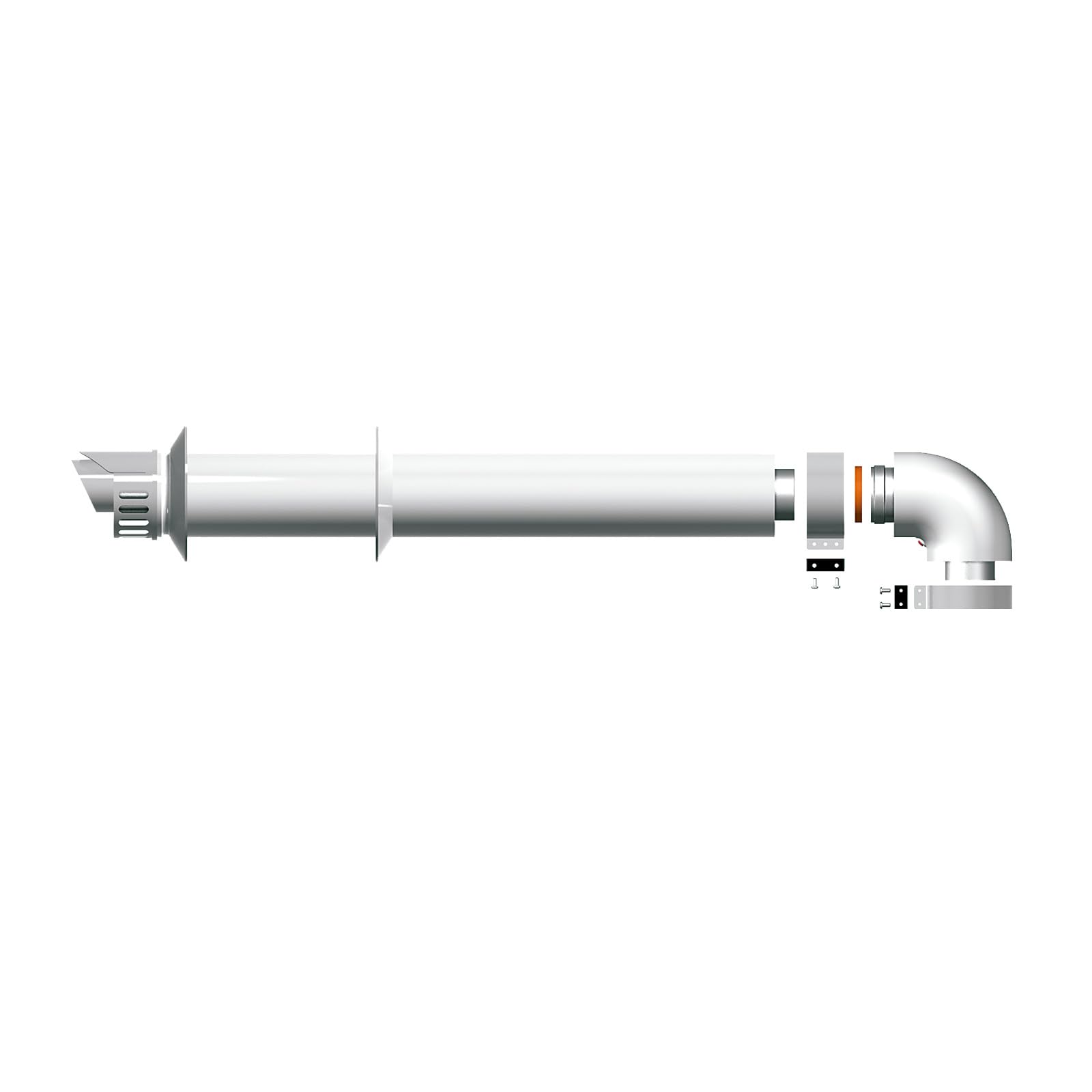 Ariston - Horizontal Smoke Outlet Kit for Ariston Boilers, Accessory for Boiler with Horizontal Installation, 90º Elbow and Diameter of 100mm and 60mm - Made for Installation in Spain