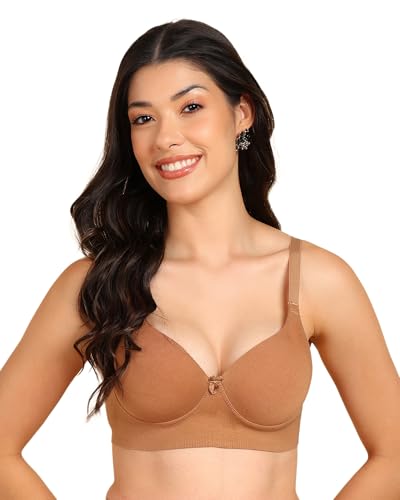 Image of Tweens Invisi-Fit Cotton Bonded Seamless Maximiser Bra | 3 /4th Coverage | Push-Up Level 1 | Elastic-Free Comfort | Wire-Free | Side Wings with Gripper | Adjustable Straps | Pack of 1 |