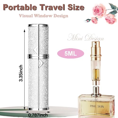 Refillable Portable Perfume Bottles, Travel Atomizer Refillable Sprayer, 5ml (Shining Silver)3
