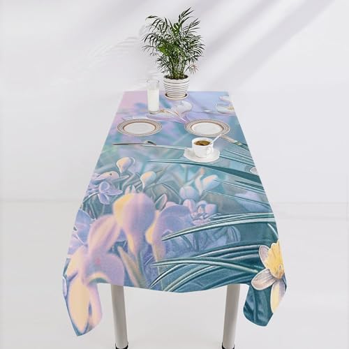 Nappe rectangulaire résistante aux taches 140x279 bleu pêche pour décoration