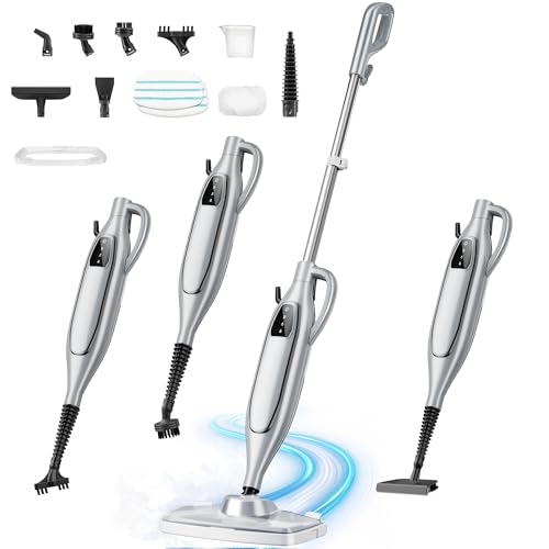 Steam Mop, 11-in-1 Powerful Handheld Steam Cleaner with 11.8 OZ Removable Tank, Detachable Steam Mops for Floor Cleaning with 23FT Power Cord, MultiPurpose Steamer for Hardwood Tile Carpets Furniture