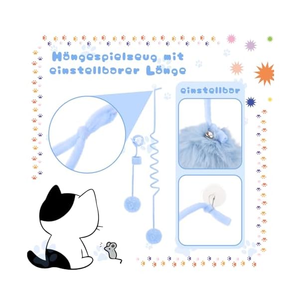 FANTESI 12 Stück Katzenspielzeug Selbstbeschäftigung Hängende Türrahmen Cat Spring Spielzeug für Katzen Bunte Spiralfedern Spirale Katzenspielzeug mit Glocke für Indoor – Bild 4