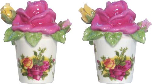 Royal Albert Old Country Roses Sculpted Rose Salt and Pepper Shakers