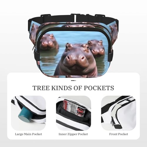 Niedliche Hippos Bauchtasche, verstellbare Umhängetasche, große Hüfttasche, Reisegürteltasche, Unisex, Bauchtasche