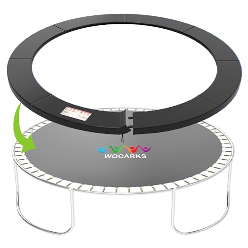 wocarks Trampoline Pad, 10ft 12ft 14ft Trampoline Replacement Safety Pad, Waterproof and Tear-Resistant Safety Spring Cover Round Frame Pad (Black, 12FT)