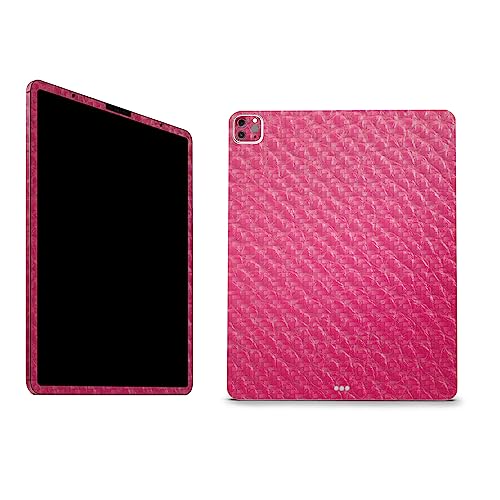 Image of MightySkins Carbon Fiber Skin Compatible with Apple iPad Pro 12.9 inch M2 6th Gen (2022) Full Wrap Kit - Pink Pleather | Protective, Durable Textured Carbon Fiber Finish | Easy to Apply | Made in The USA