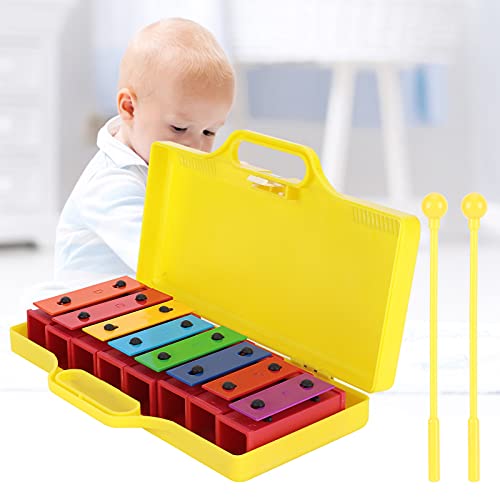 Glockenspiel infantil, xilofone de 8 notas, som agradável, profissional, com 2 baquetas para criança