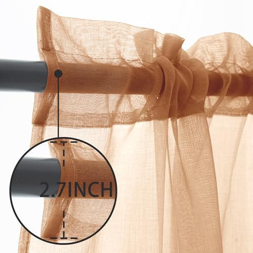 Youleyar Sheer Outdoor Curtains for Patio Waterproof 2 Panels Linen Look Rod Pocket Indoor Beige Voile Curtain for Living Room, Bedroom, Porch, Pergola, Cabana, Gazebo(52x84 Inch, Beige) - Image 4