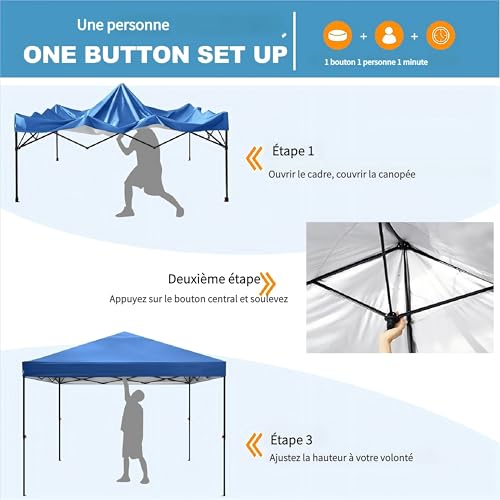 Image of COBIZI Waterproof Stable Winterproof Pavilion with Bag with Wheels,Pop Up Folding Pavilion Party Tent,1 Person Install Sun Protection Garden Pavilion for Beach Wedding Camping