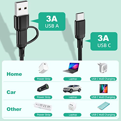 Image of Multi Charging Cable 3Pack-6ft, 6 in 1 Multiple Phone Charger Cable - Universal USB A /C to Lightning /Type C /Micro USB Port for Cell Phone (Gray, Black, Red)