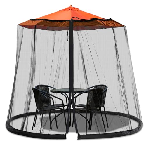 WANRU 7.5-10FT Mosquito Netting for Patio - Mosquito Net for Patio Garden and Outdoor Umbrellas with Zipper and Adjustable, Umbrella Netting for Outdoor Umbrellas