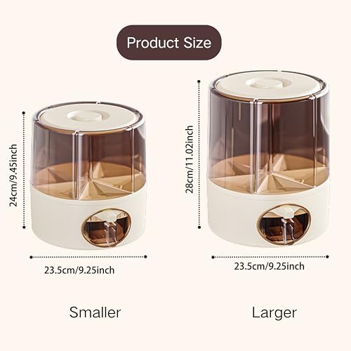 Grain Dispenser, 360 Rotating 6-Grid Dry Food Dispenser, Large Grain Container Storage with Lid, One-Click Output rice Storage Round Grain Dispenser Kitchen (Larger) - Image 3