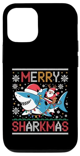 Merry Sharkmas AO[Z[^[ T^ CfBO V[N Cgt X}zP[X iPhone 12/12 Pro p