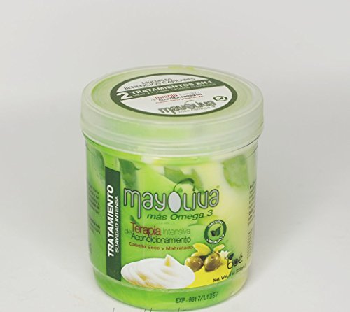 Mayoliva Plus Omega 3 Intense Softness Hair Treatment - Deep Conditioning Therapy for Dry and Damaged Hair - With Mayonnaise, Olive Oil, and Omega 3 - Restores Moisture and Shine - 8.5 oz