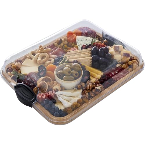 Tabla de quesos – Tabla de queso personalizada | Tabla de embutidos cubierta con tapa | Utensilios de cocina de madera portátiles | Platos cubiertos para servir Acción de Gracias | Perfecto para