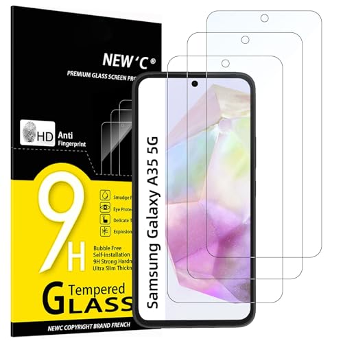 NEWC 3 Pack Designed for Samsung Galaxy A35 5G (6.6 Inch) Screen Protector Tempered Glass Case Friendly Scratch-proof Bubble Free Ultra Resistant