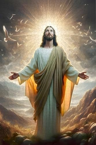 1000 Pieces, Jesus, Wooden Puzzles for Adults, Family Fun, Relaxation and Decorating and Gift Giving. Puzzle Size: 29.5x19.7 in
