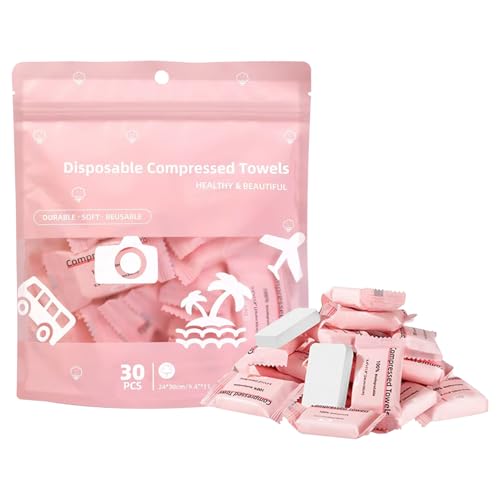 Toalla comprimida – 30 pañuelos absorbentes, toalla facial portátil | Paño de lavado de viaje, diseño ligero de secado rápido, baño Camping hotel gimnasio Spa Center