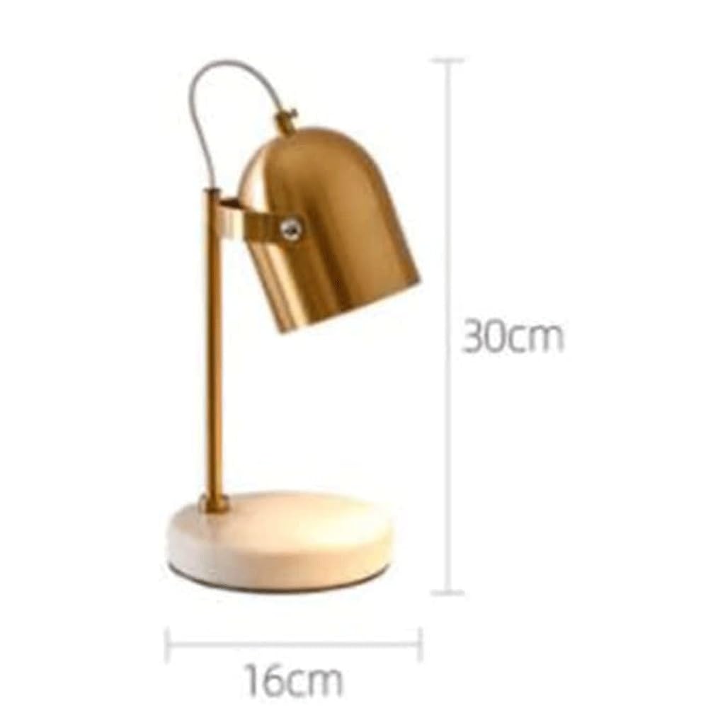 Lampada scaldacandele in metallo dorato con base bianca, scioglicera for sala da pranzo, camera da letto e bagno lampada da scrivania