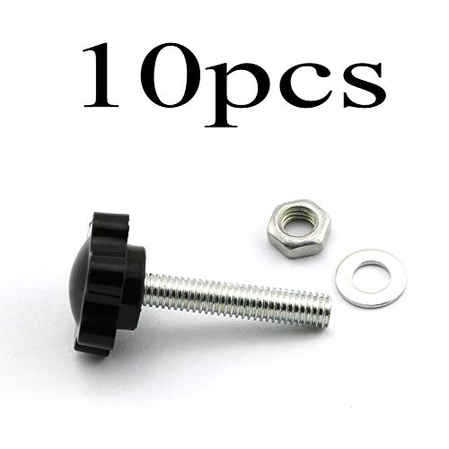 8 Set M630 Thumb Screw Plastic Plum Blossom Shape Head Threaded Knurled Grip Knobs Clamping Screw With Nut Washer #TOP1