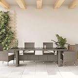 KTHLBRH Tavolo Giardino Vetro Grigio 240x90x75 cm Polyrattan