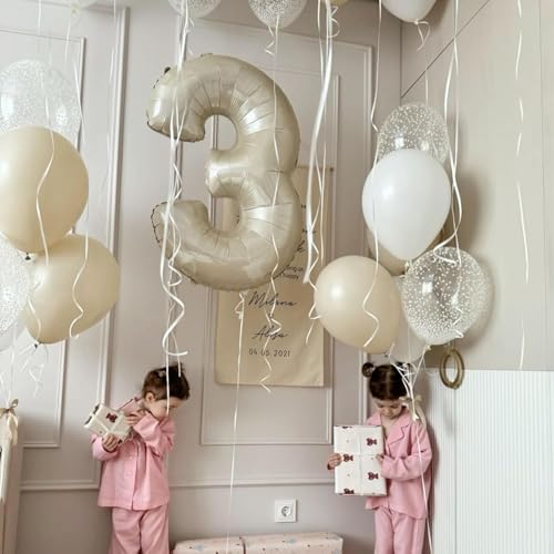 Image of Solid White 3 /Three Number Foil Balloons 32 inch Birthday Party Decoration Helium Supported