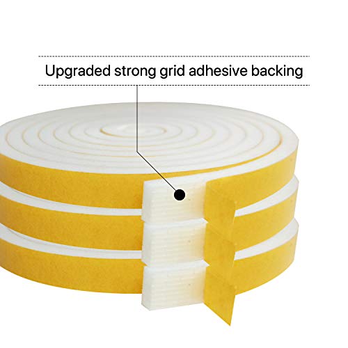 Foam Weatherstrip Tape 3 Rolls, 1/2 Inch Wide X 1/4 Inch Thick Total 20 Feet Long, Foam Strips with Adhesive High Density Foam Tape for Doors and Windows Insulation (6.5ft x 3 Rolls) - Thumbnail 6