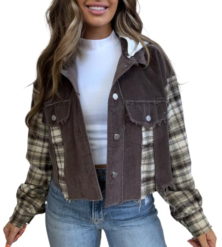 Willow Boutique Fall Leaves Plaid Cropped Shacket