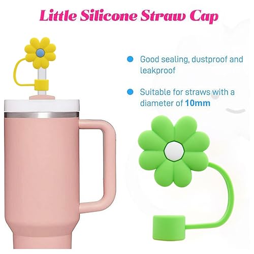 Image of Stanley Cup Straw Cover Cap, Silicone Topper 10 mm, Reusable Tips, Accessories