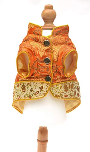 Lovelonglong 2019 Dog Costumes Cheongsam Qipao Dresses For Small Dogs Pet Tang Dynasty Costume For Cat Miniature Pinscher Maltese Xs Orange Flower #TOP5
