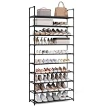 SONGMICS Półka na buty, 10 poziomów, smukła, 28 x 83 x 173 cm | Metalowa rama, półki z włókniny, do przedpokoju, sypialn