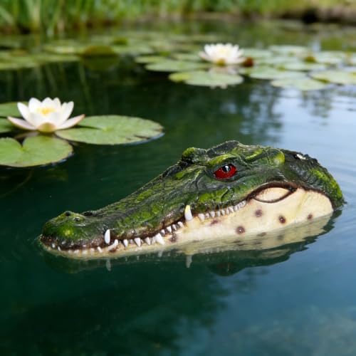 Benhurb Pond Floating Alligator Head Decoy Pools Float Fake Gator Head Duck Detterent Crocodile Head Decoy for Koi Garden Yard Decoration Swimming Pool Animal Protector