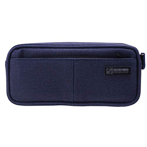 Yyqx Federmäppchen mit großem Fassungsvermögen, für Studenten, einfaches Federmäppchen aus Segeltuch, Schreibwaren-Tasche für Junioren, Schulbedarf, Federtasche (Farbe: blau) Cover