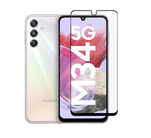 Image of CEDO Tempered Glass for Samsung Galaxy M34 / F34 (5G) | Screen Protector Full HD Quality Tempered Glass Anti-Scratch Edge to Edge Coverage with Easy Installation Kit (Black)