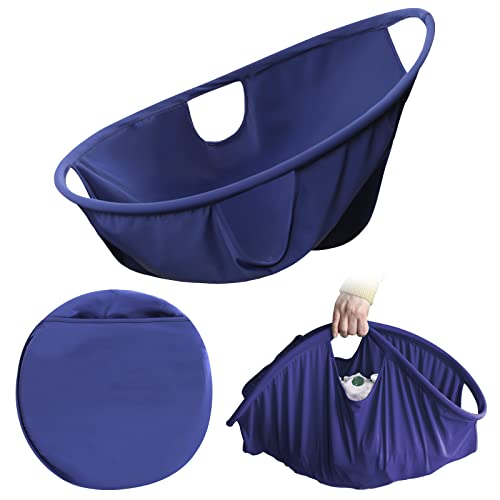 DECMAY Panier Linge Sale Pop Up Panier a Linge Pliable Nylon Rond Bac a Linge Sale Portatif Sac Linge Sale Paniere a Linge Pliante disque Panier a Linge Sale Souple Corbeille à Linge 21 Pouces Bleu Cover