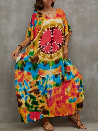 Image of Kaftan Dresses for Women Plus Size Summer Beach Dress with Print and Swim Cover Ups
