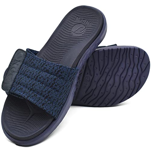 Image of ONCAI Mens Slide Sandals Open Toe Athletic Adjustable Straps Orthotic Plantar Fasciitis Sport Sandals with Soft Cushion Arch Support Footbed Size 7-13