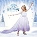 Axwcon Girls Princess Elsa Dress Costume with Waist Sequins, Detachable Cape, Halloween Christmas Kid Snow Queen Dress Up