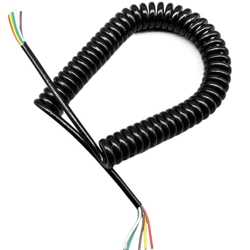 Cable espiral telescópico con resorte, Cable espiral de 5 núcleos, de 24 AWG, 20 AWG y 17 AWG, con resorte elástico resistente al frío.(Stretch 1.25 meter 0.5mm square)