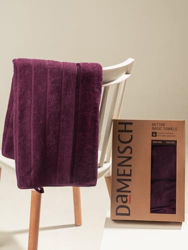 Image of DAMENSCH 100% Cotton Towels, Super Soft Towels Set, Ultra Absorbent Towel for Women, Quick Dry Face Towel for Men, Long Lasting Colours Bath, Hand and Face Towels-Midday Maroon II