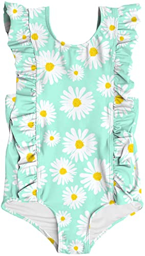 Image of RAISEVERN Baby Girls Swimsuit Ruffles Bathing Suits Cute Beach Sport Swimming Backless Summer One Piece Swimwear 2-7 Years
