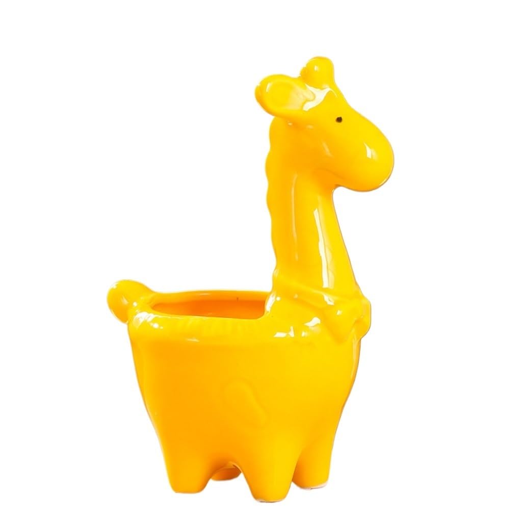 GELASIGE Flower Pots Succulent Flowerpots, Creative Giraffe Ceramic Flowerpots, Home Decoration Ornaments Outdoor Flower Pots(B)